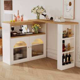 BTM Extendable Kitchen Island with LED in White - thumbnail 5