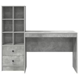 Berkfield Home Desk with Storage Concrete Grey Engineered Wood in Pink - thumbnail 7