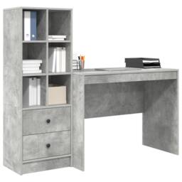Berkfield Home Desk with Storage Concrete Grey Engineered Wood in Pink - thumbnail 3