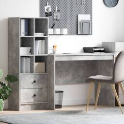 Berkfield Home Desk with Storage Concrete Grey Engineered Wood in Pink