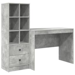 Berkfield Home Desk with Storage Concrete Grey Engineered Wood in Pink - thumbnail 2