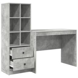 Berkfield Home Desk with Storage Concrete Grey Engineered Wood in Pink - thumbnail 6