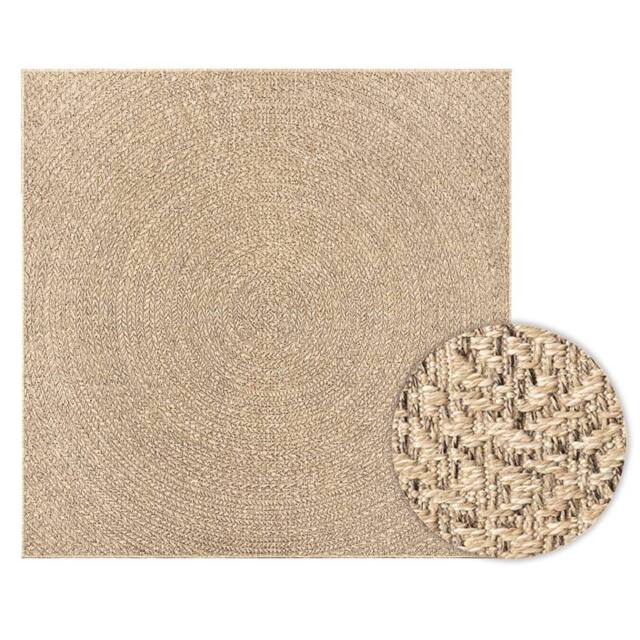 Berkfield Home Rug ZIZUR 120x120 cm Jute Look Indoor & Outdoor in Light Tan - Size: Medium - image 1