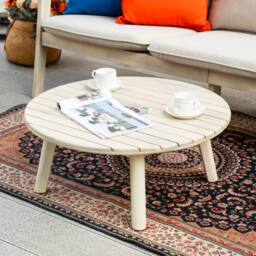 Direct Wicker Acacia Wood Outdoor Three-seater Sofa Set, Naturally Sanded in Cream - Size: 4 Pack - thumbnail 4