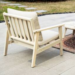 Direct Wicker Acacia Wood Outdoor Three-seater Sofa Set, Naturally Sanded in Cream - Size: 4 Pack - thumbnail 2