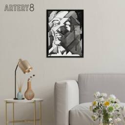 "Artery8 Self Portrait Watercolour Reijer Stolk Framed Canvas Wall Art Print in Grey - Size: W24"" x H32""" - thumbnail 3