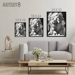 "Artery8 Self Portrait Watercolour Reijer Stolk Framed Canvas Wall Art Print in Grey - Size: W24"" x H32""" - thumbnail 4