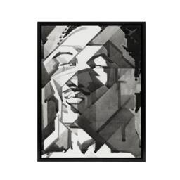 "Artery8 Self Portrait Watercolour Reijer Stolk Framed Canvas Wall Art Print in Grey - Size: W24"" x H32""" - thumbnail 1