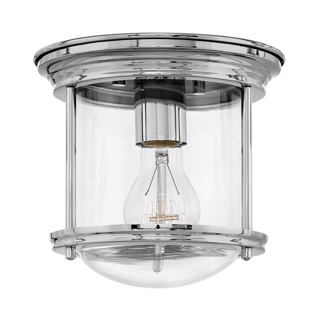 Netlighting Hinkley Hadrian 1 Light Flush Mount Chrome with Glass IP44 in Grey - image 1