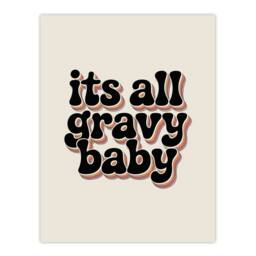 "Artery8 Funky Retro It's All Gravy Baby Rainbow Typography Wall Art Print in Beige - Size: W12"" x H16""" - thumbnail 1