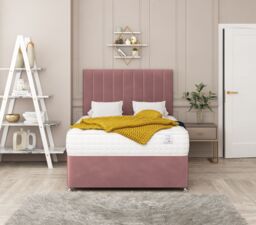 "Bed Choices Alaska Upholstered Divan Bed With 2 drawers & 26"" Headboard in Pink - Size: Small Double" - thumbnail 2