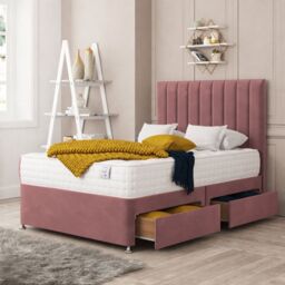 "Bed Choices Alaska Upholstered Divan Bed With 2 drawers & 26"" Headboard in Pink - Size: Small Double" - thumbnail 3