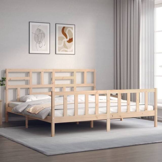 Berkfield Home Beautiful Bed Frame without Mattress 200x200 cm Solid Wood Pine in Light Brown - image 1