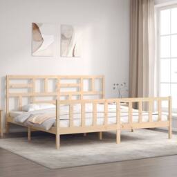 Berkfield Home Beautiful Bed Frame without Mattress 200x200 cm Solid Wood Pine in Light Brown - thumbnail 2