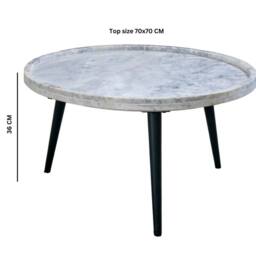 Wyld Haus Alabama Light Grey Marble Top Coffee Table Black Metal Legs - thumbnail 3