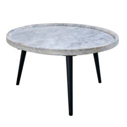 Wyld Haus Alabama Light Grey Marble Top Coffee Table Black Metal Legs - thumbnail 2