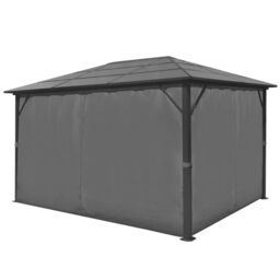 Berkfield Home Gazebo with Curtain Anthracite Aluminium 400x300 cm in Black - thumbnail 4