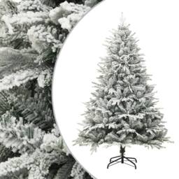 Berkfield Home Artificial Christmas Tree with Flocked Snow Green 210 cm PVC&PE