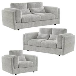 Furnishings For Less UK Bali 3 Piece Sofa Suite Chenille Modern 3 + 2 + 1 Grey - thumbnail 1