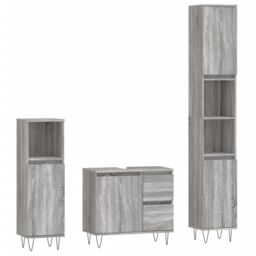 Berkfield Home 3 Piece Bathroom Furniture Set Grey Sonoma Engineered Wood - thumbnail 2