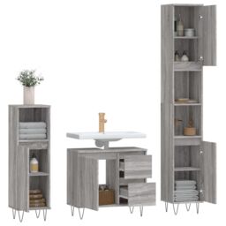 Berkfield Home 3 Piece Bathroom Furniture Set Grey Sonoma Engineered Wood - thumbnail 4