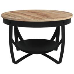 Berkfield Home Durable Coffee Table Ã˜68x43 cm Rough Mango Wood in Brown - Size: 68x43 cm - thumbnail 4