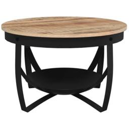 Berkfield Home Durable Coffee Table Ã˜68x43 cm Rough Mango Wood in Brown - Size: 68x43 cm - thumbnail 5
