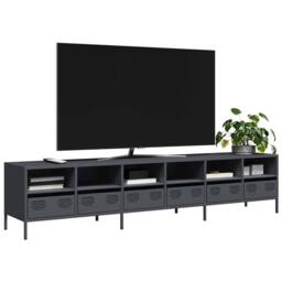 Berkfield Home TV Cabinet Anthracite 202x39x43.5 cm Cold-rolled Steel in Charcoal - thumbnail 2