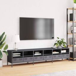 Berkfield Home TV Cabinet Anthracite 202x39x43.5 cm Cold-rolled Steel in Charcoal