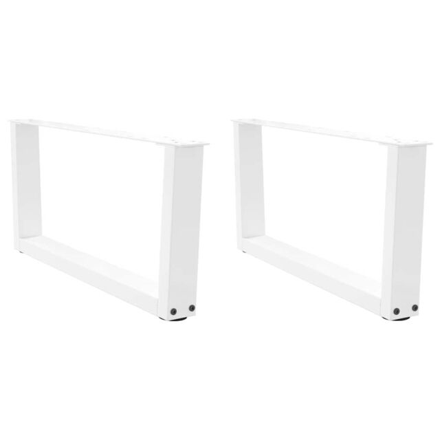 Berkfield Home Dining Table Legs V-Shape 2 pcs White 70x(30-31.3) cm Steel - image 1