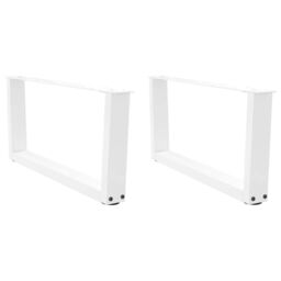 Berkfield Home Dining Table Legs V-Shape 2 pcs White 70x(30-31.3) cm Steel - thumbnail 1