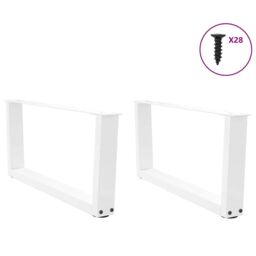 Berkfield Home Dining Table Legs V-Shape 2 pcs White 70x(30-31.3) cm Steel - thumbnail 3
