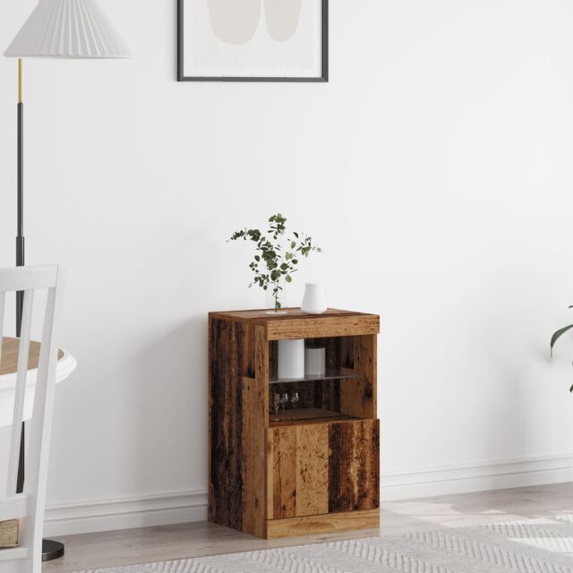 Berkfield Home Sideboard with LED Lights Old Wood 41x37x67 cm in Brown - Size: 41 x 37 x 67 cm - image 1