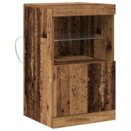 Berkfield Home Sideboard with LED Lights Old Wood 41x37x67 cm in Brown - Size: 41 x 37 x 67 cm - thumbnail 2