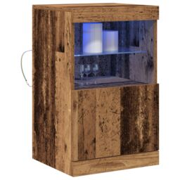 Berkfield Home Sideboard with LED Lights Old Wood 41x37x67 cm in Brown - Size: 41 x 37 x 67 cm - thumbnail 3