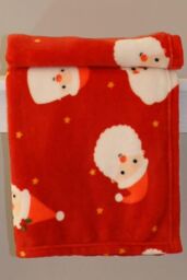 Dreams & Drapes 'Jolly Santa' Plush Fleece Throw in Red - Size: 120 cm x 150 cm - thumbnail 1