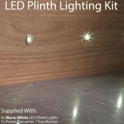Loops ROUND LED Plinth Light Kit 4x WARM WHITE Spotlights Kitchen Bathroom Floor Panel - thumbnail 2