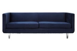 Orsina Velvet Upholestred Dark Blue Sofa, 3-Seater Lounge Sofa With Low Armrests, Luxe Couch, Sofa Seat For Patio - thumbnail 6