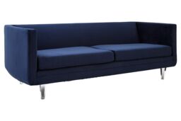 Orsina Velvet Upholestred Dark Blue Sofa, 3-Seater Lounge Sofa With Low Armrests, Luxe Couch, Sofa Seat For Patio - thumbnail 3