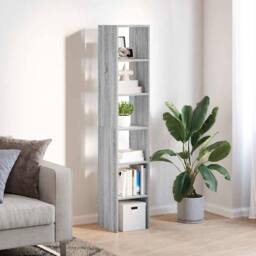 Berkfield Home Bookcases 2 pcs Stackable Grey Sonoma 30x30x80 cm Engineered Wood - Size: 30 x 30 x 80 cm - thumbnail 3
