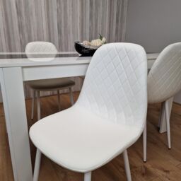 KOSY KOALA Dining Table Set White & Black Table With 4 White Gem Pattern Chairs Dining Room Furniture in Brown - thumbnail 7