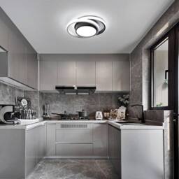 Goeco LED Ceiling Light 32W Modern Round Lamp for Bedrooms Bathrooms 6500K in Black - thumbnail 3