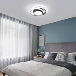Goeco LED Ceiling Light 32W Modern Round Lamp for Bedrooms Bathrooms 6500K in Black - thumbnail 4