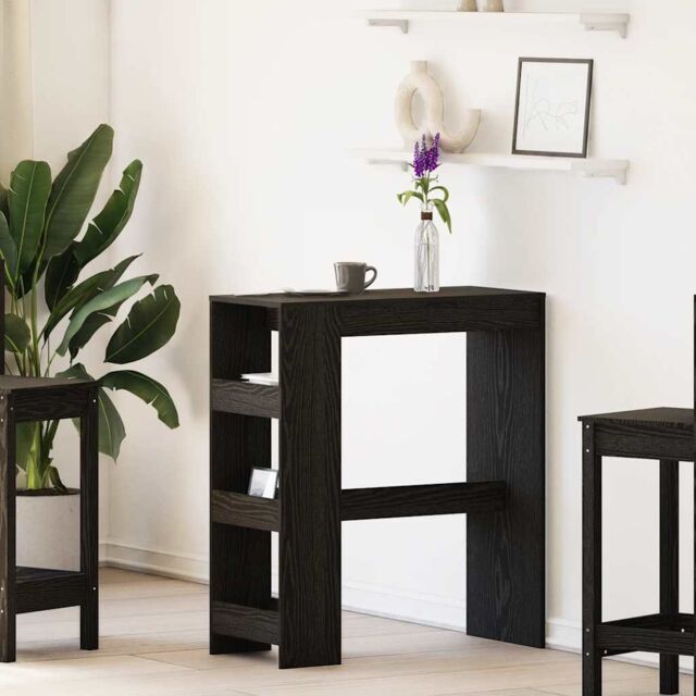 Berkfield Home Bar Table with Racks Black Oak 90x40x103.5 cm Engineered Wood - image 1