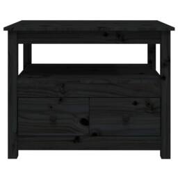 Berkfield Home Coffee Table Black 71x49x55 cm Solid Wood Pine - Size: 71 x 49 x 55 cm - thumbnail 7