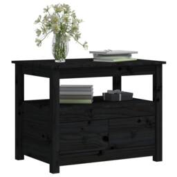 Berkfield Home Coffee Table Black 71x49x55 cm Solid Wood Pine - Size: 71 x 49 x 55 cm - thumbnail 5