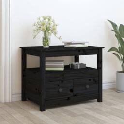 Berkfield Home Coffee Table Black 71x49x55 cm Solid Wood Pine - Size: 71 x 49 x 55 cm