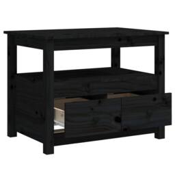 Berkfield Home Coffee Table Black 71x49x55 cm Solid Wood Pine - Size: 71 x 49 x 55 cm - thumbnail 8