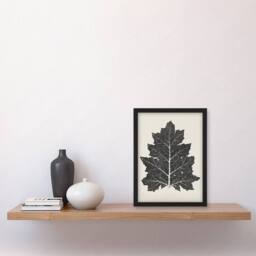 "Artery8 Black & White Leaf Drawing Owen Jones Vintage Framed Wall Art Print in Beige - Size: W12"" x H16""" - thumbnail 4