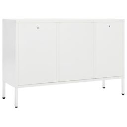 Berkfield Home Sideboard White 105x35x70 cm Steel & Tempered Glass - Size: 105 x 35 x 70 cm - thumbnail 5